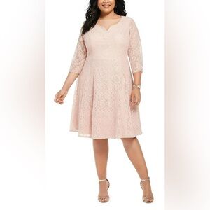 SLNY Womens Plus Sequined Lace Cocktail And Party Dress